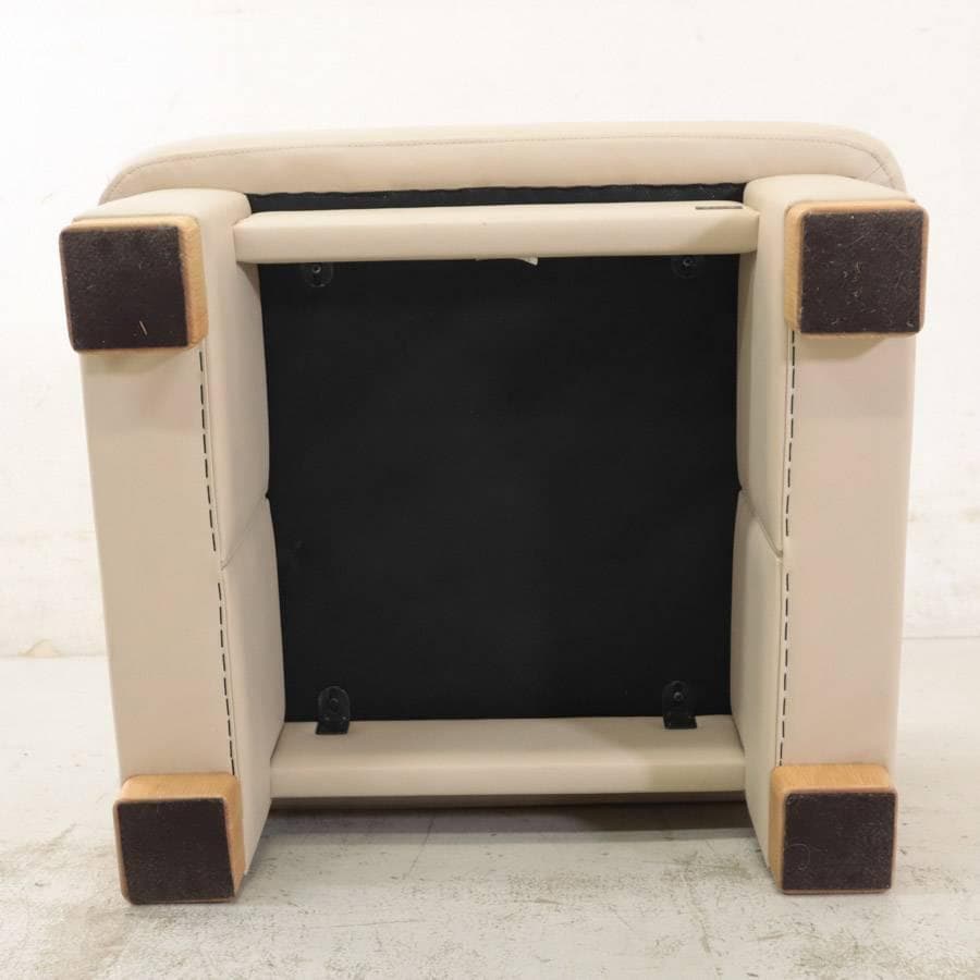 展示品 浜本工芸 No.2010 スツール オットマン オーク 本革 アイボリー