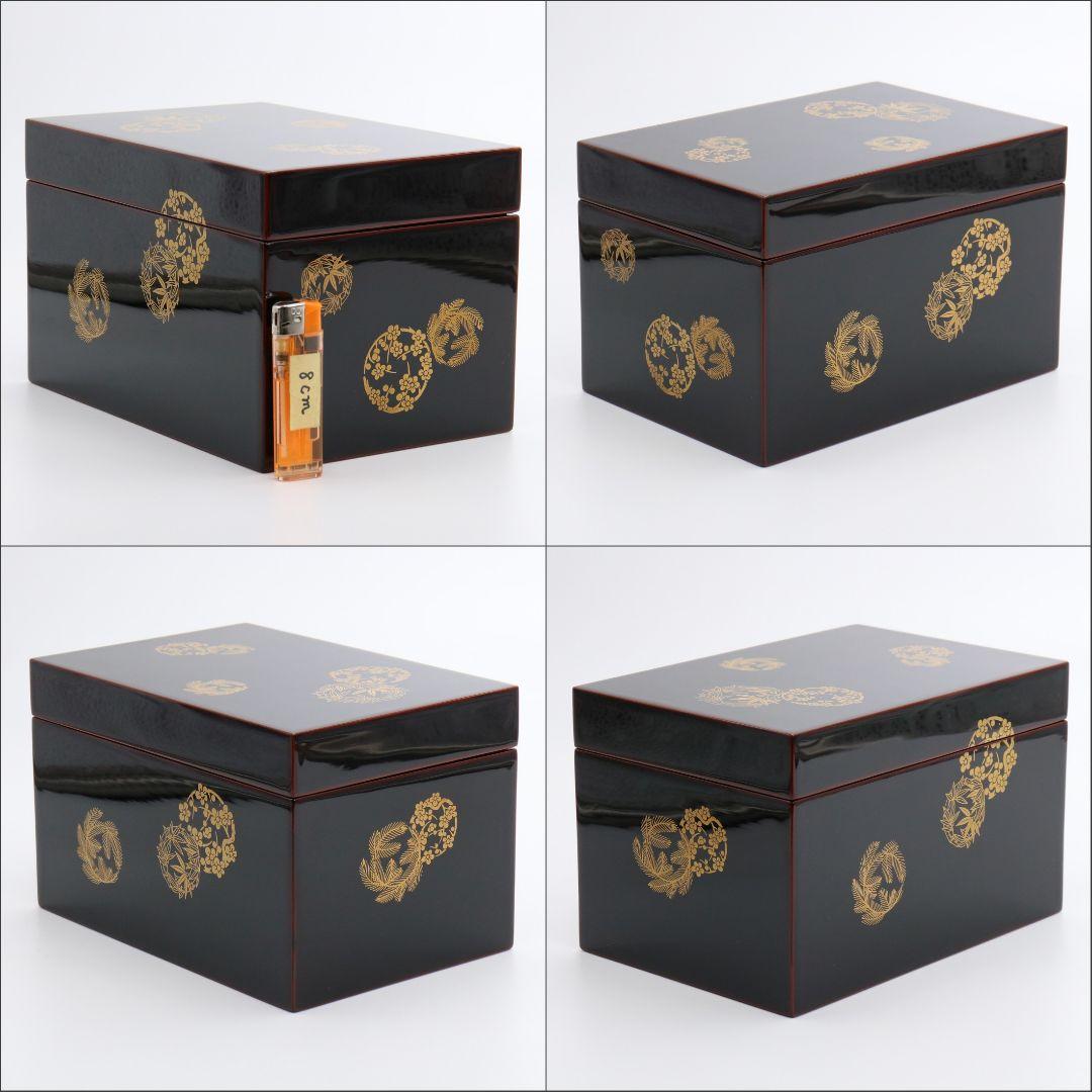 溜塗花丸利休茶箱 茶道具 紙箱付　V196　1F14D