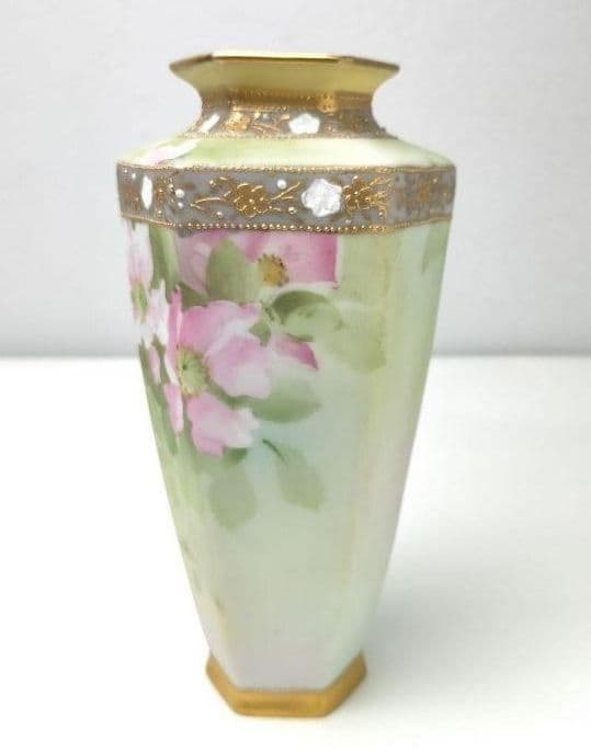 希少☆美品☆オールドノリタケ 金彩点盛り薔薇絵 花瓶 - メルカリ