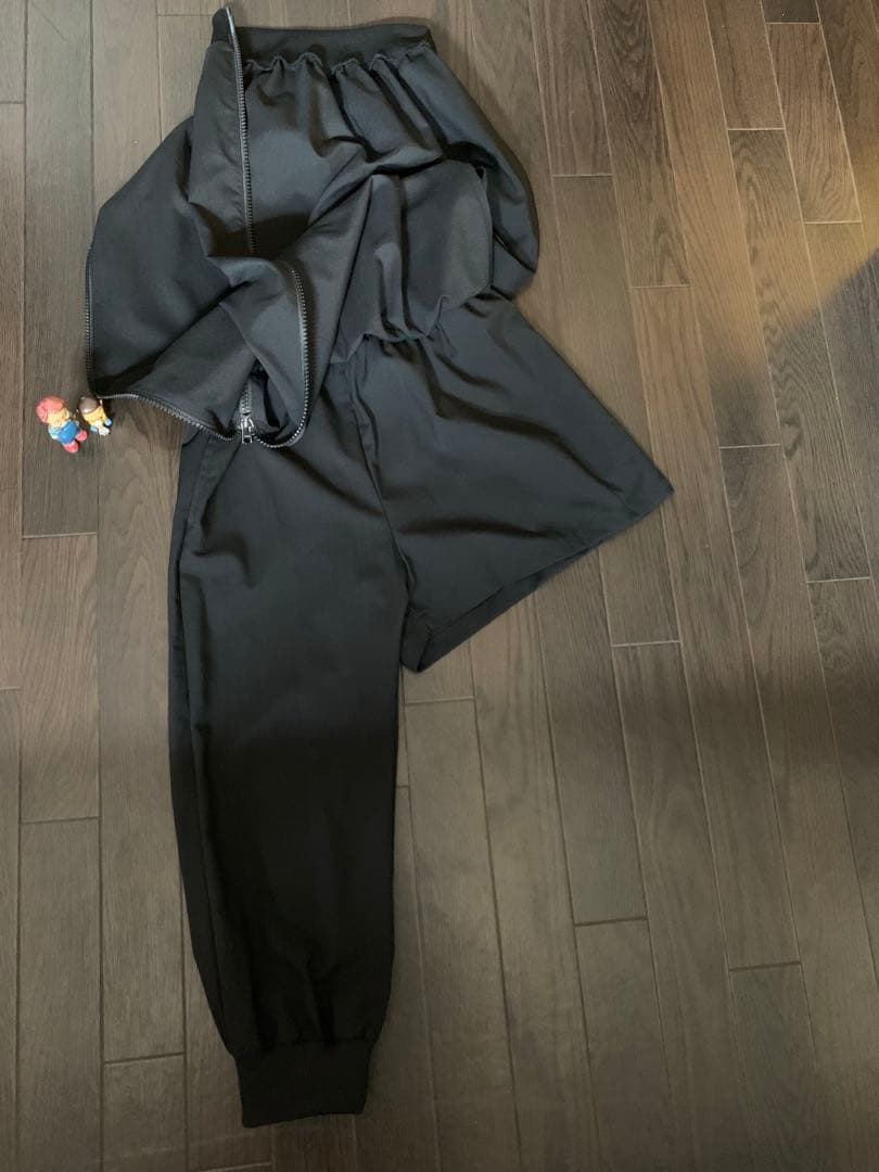 ヨウジヤマモトリミフゥサイドジッパー ブラック リブスカートパンツ