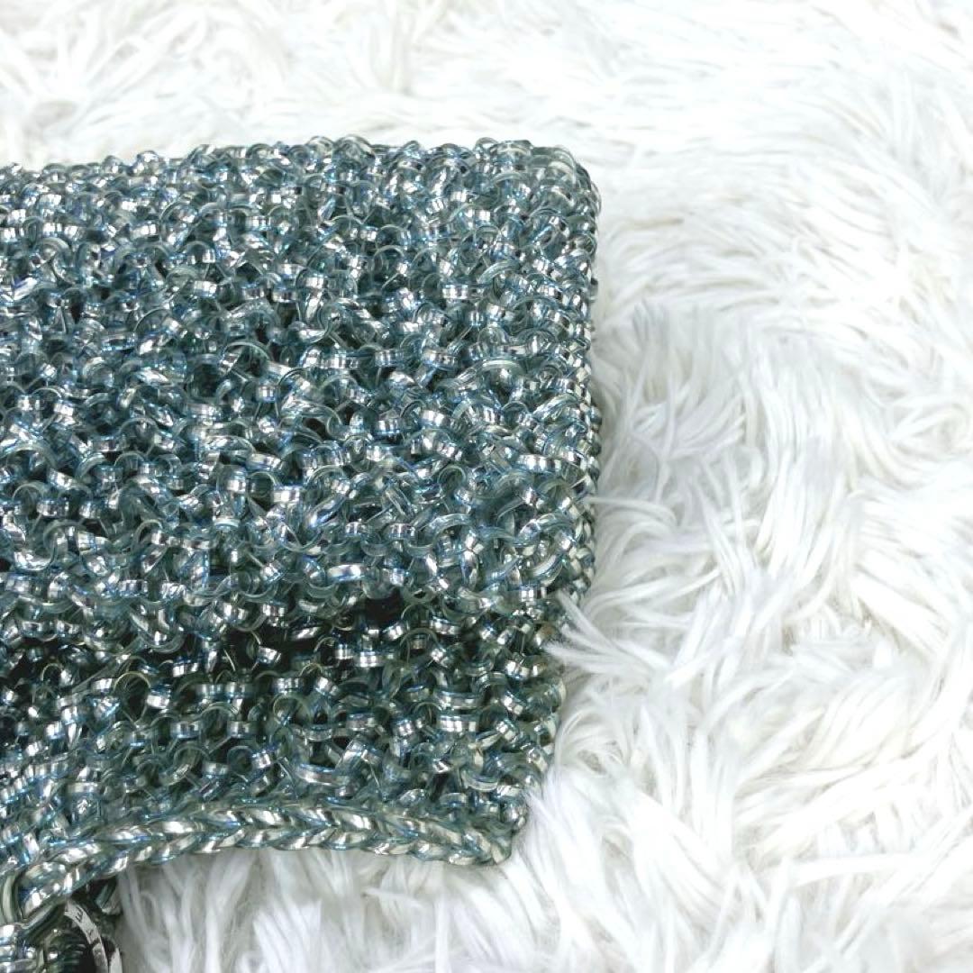 フラワー アンテプリマ スクエア ブルーシルバー ワイヤーバッグ チャーム