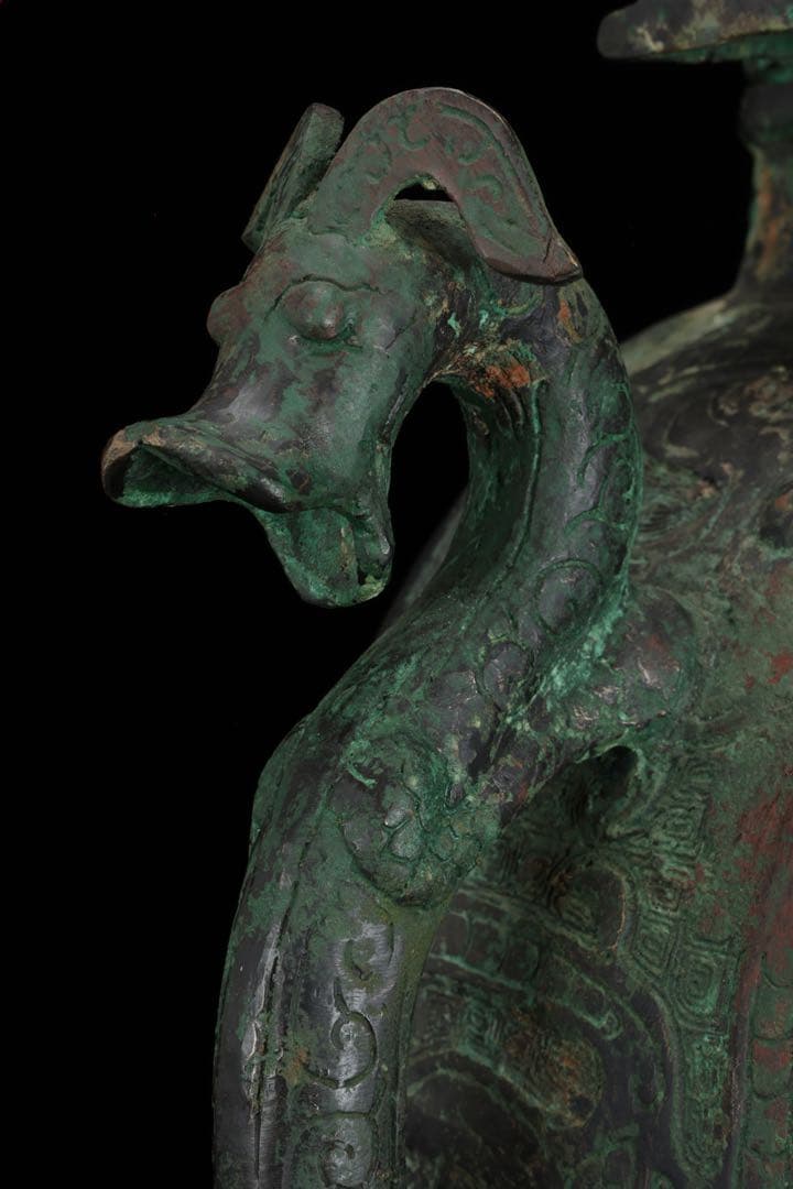 中国古玩 西周〜春秋時代 青銅水器 龍紋鷲蓋青銅器 共箱 古美術 骨董品