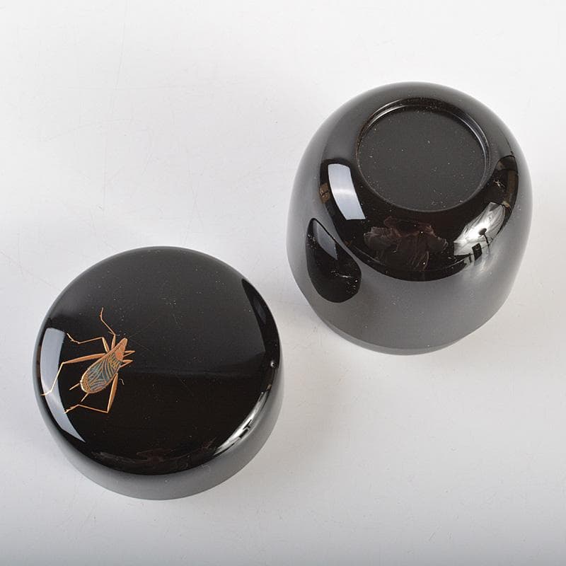 茶道具　啓雲作　螺鈿装飾　虫蒔絵　中棗　共箱　V　6640