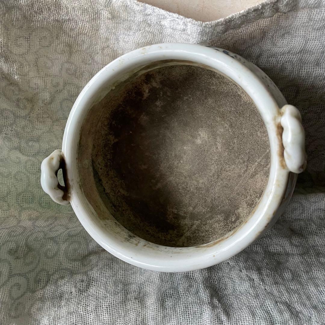 香炉白磁古陶磁器骨董アンティークChina 三つ足花古玩古美術