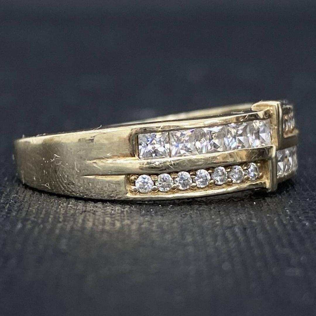 AVALANCHE 10K ゴールド ジルコニア クロス デザインリング 17号