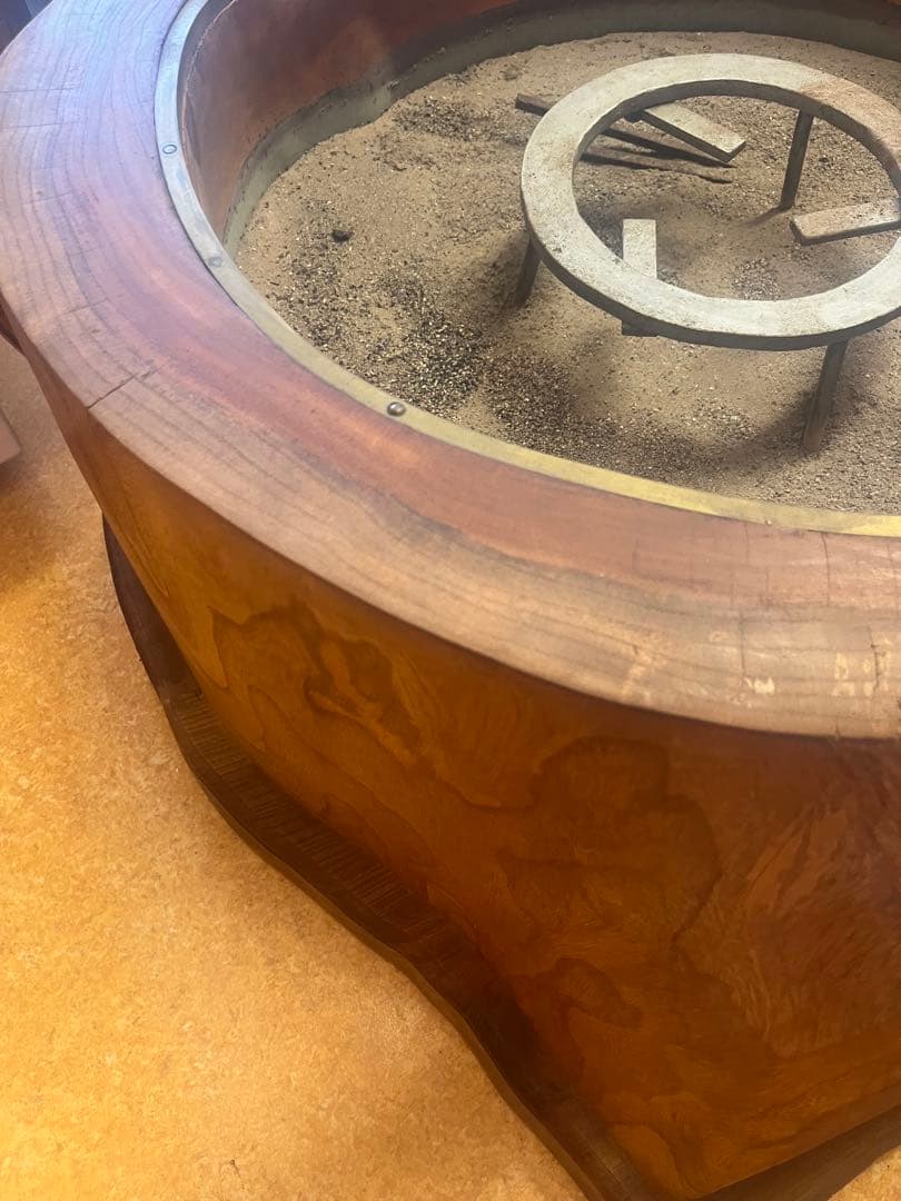 アンティーク 大型 火鉢 昭和レトロ 丸太 くりぬき火鉢 欅 ケヤキ 灰付き