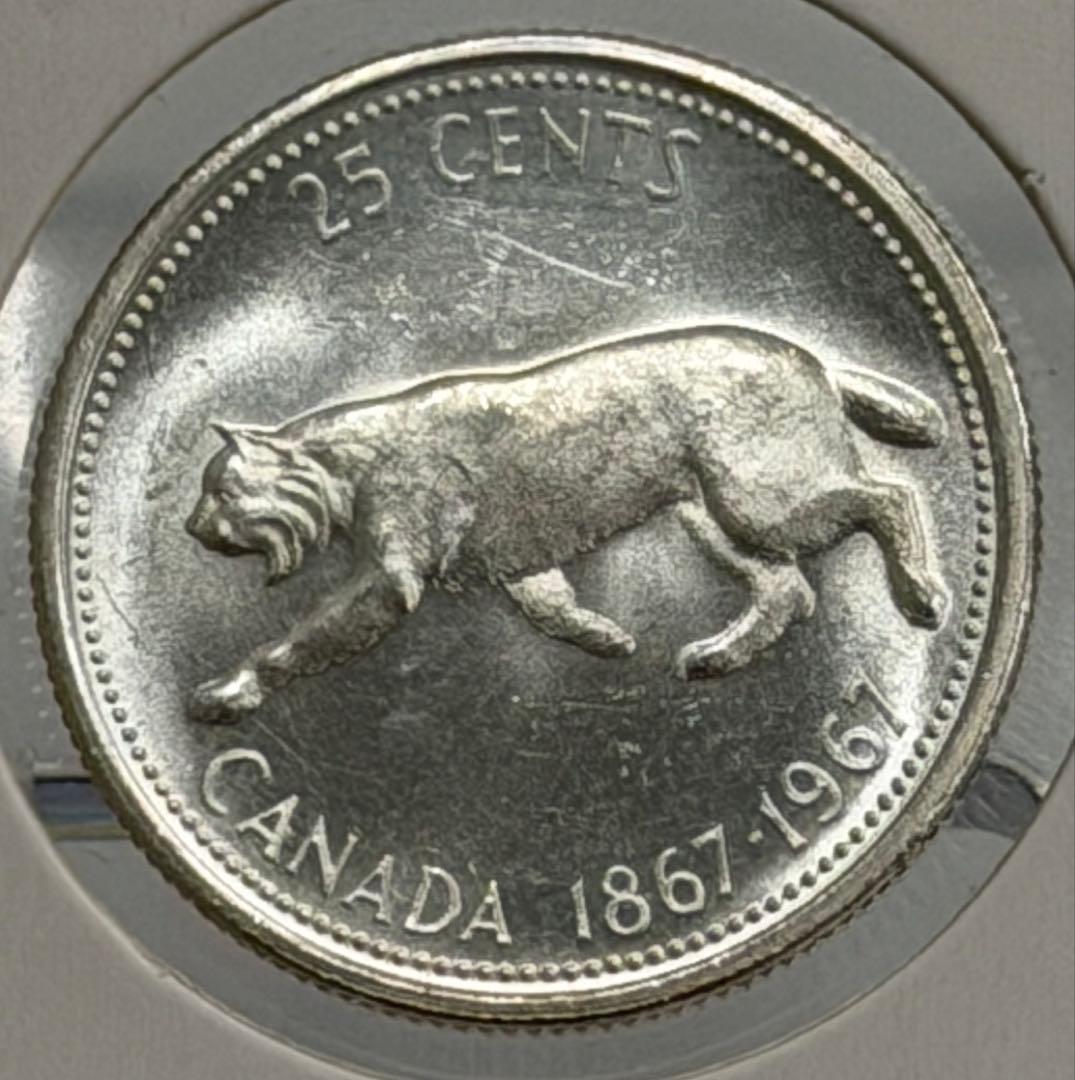 1967年カナダ建国100周年25セント記念銀貨 ハイグレード - メルカリ