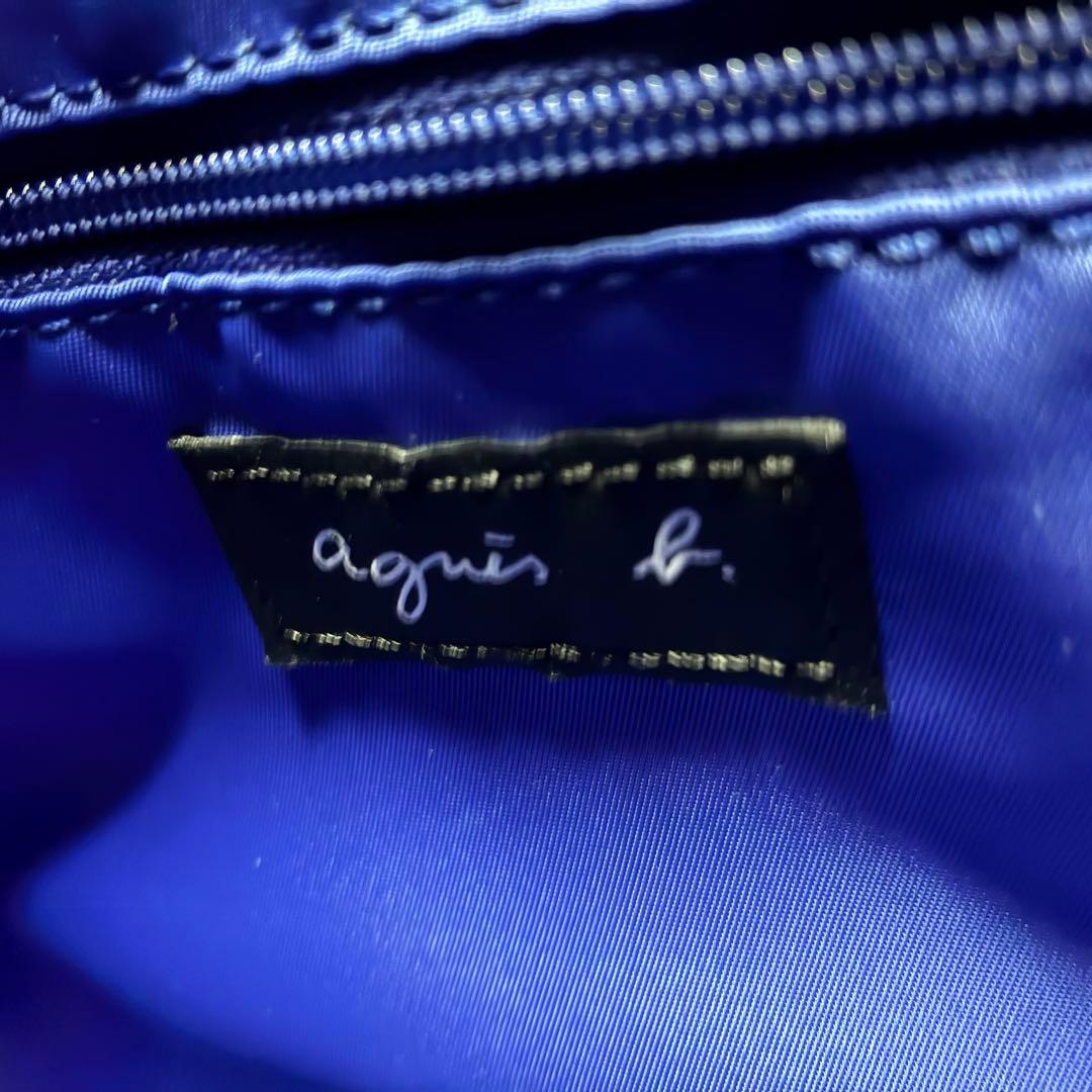 アニエスベー　2wayバッグ　ナイロン　レザー　ゴールドロゴ　ブラック×ブルー