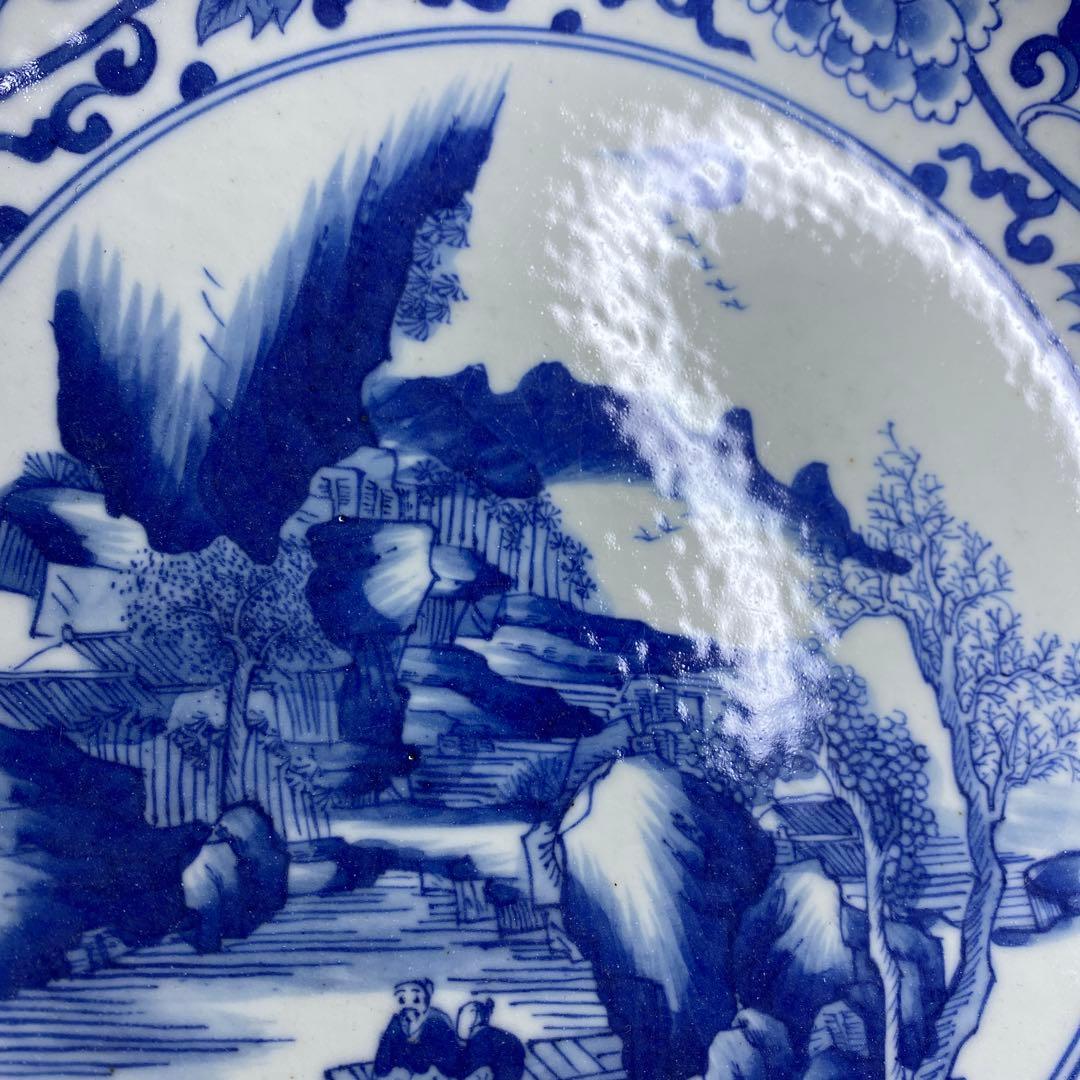 中国清時代 青花中皿B 直径22㎝ 東Y7-0210③タサチ