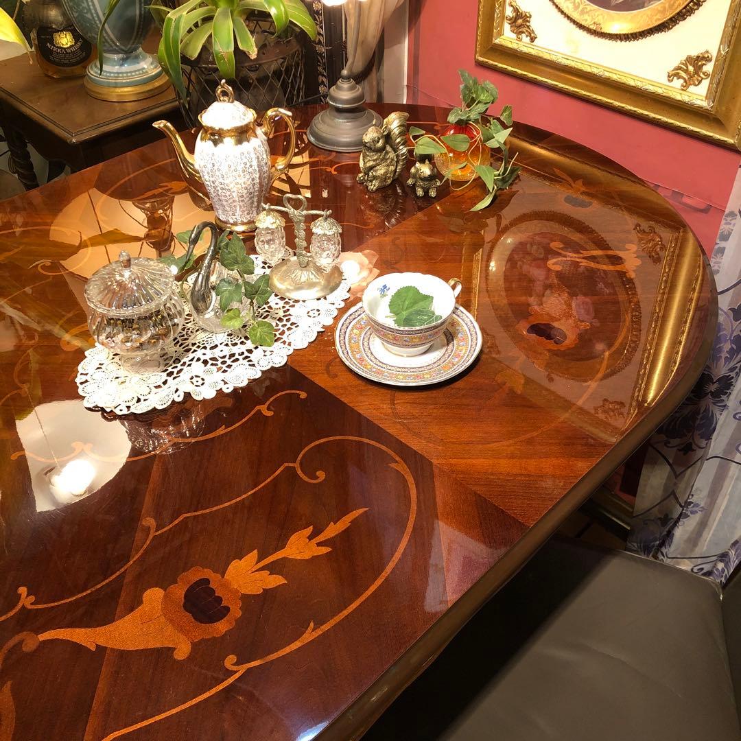 こうママ✨✨ 天板のみSaleヴィンテージ イタリアン象嵌オーバルテーブル