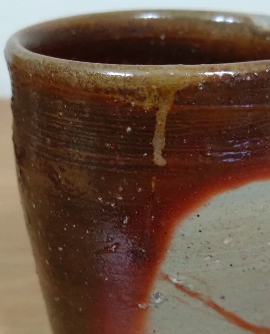 人間国宝伊勢崎淳作備前焼湯呑み備前焼緋襷湯呑み