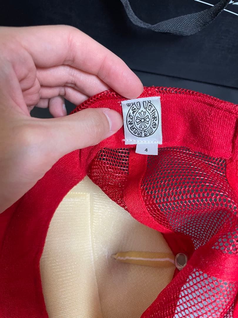 希少CHROME HEARTS キャップ 赤/白 クロムハーツ メッシュキャップ