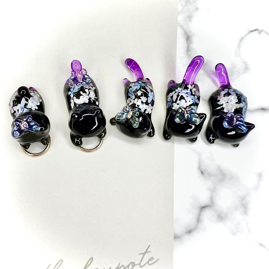 リクエスト専用　紫の花束　猫　5個セット