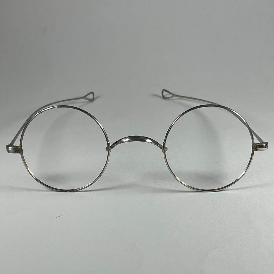 1860s フレンチアンティーク メタル 丸眼鏡 イタリア スカルテンプル
