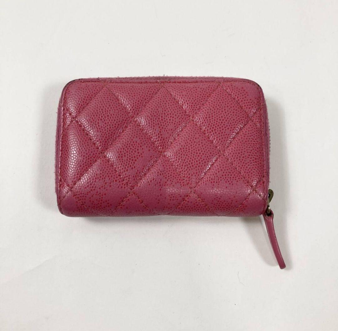 CHANEL ピンクレザーケース ミニ財布 イタリア製 マトラッセ