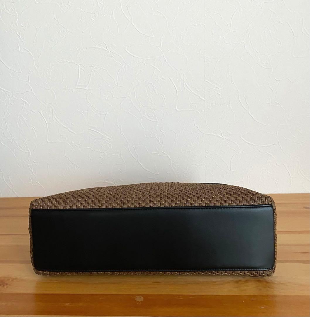 【新品未使用】カゴ風バッグ　焦茶×ブラック