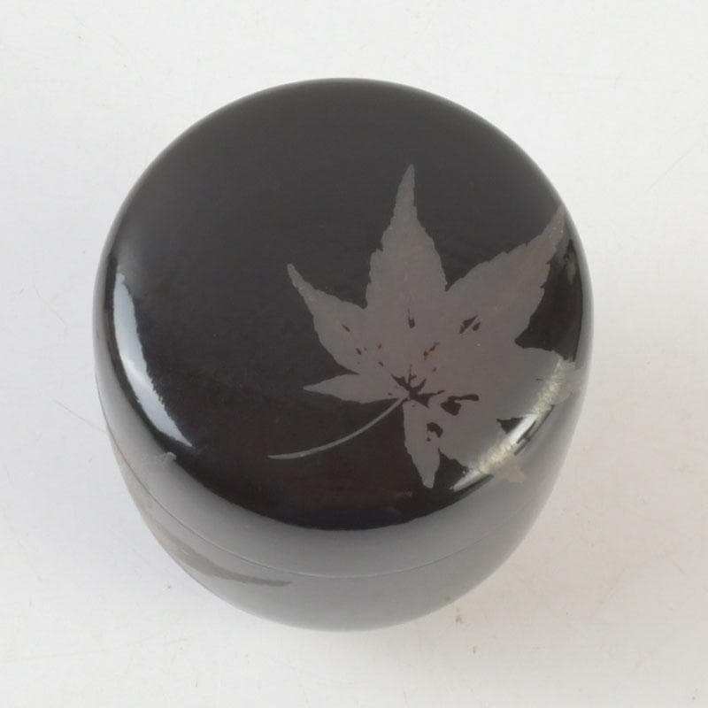 茶道具 漆匠 前端春斉作 黒一閑 雲錦 桜紅葉蒔絵 大棗 共