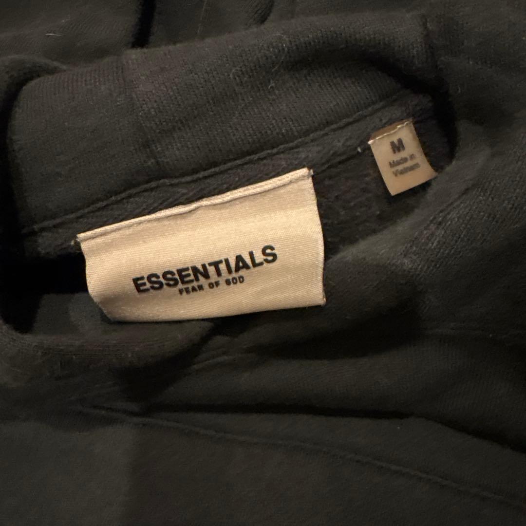 ESSENTIALS ブラック フード付きパーカー サイズM