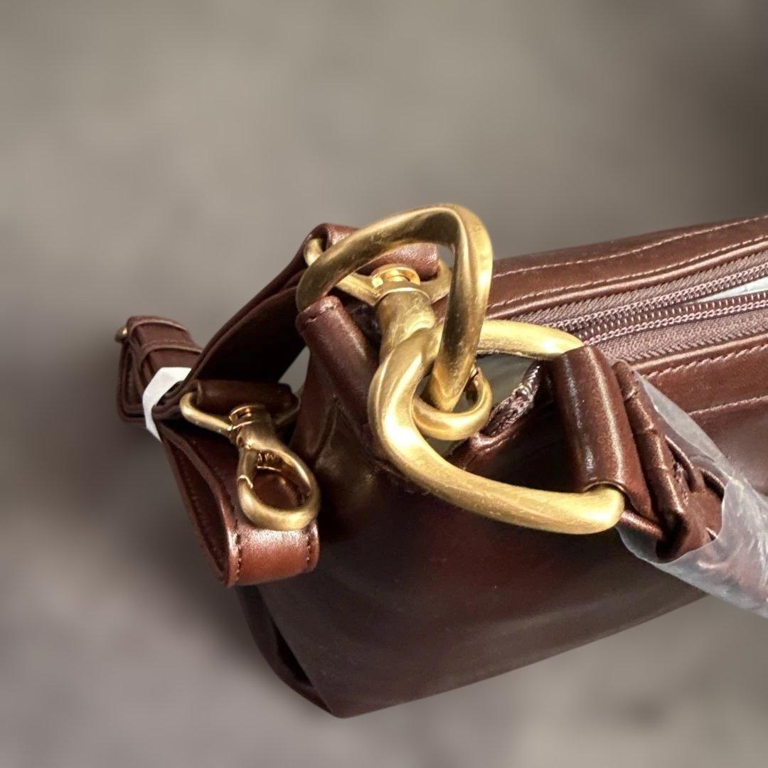 kitamura ブラウンレザー ショルダーバッグ