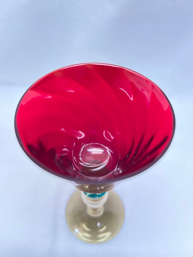 ベネチアングラス装飾グラス レッドNason&Moretti製 未使用品