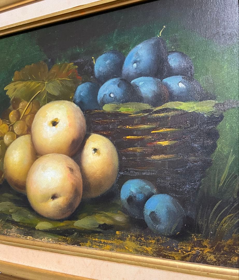 絵画風 油彩画 果物 フルーツ 油彩 額装 絵画 複製画 模造 模写 レプリカ