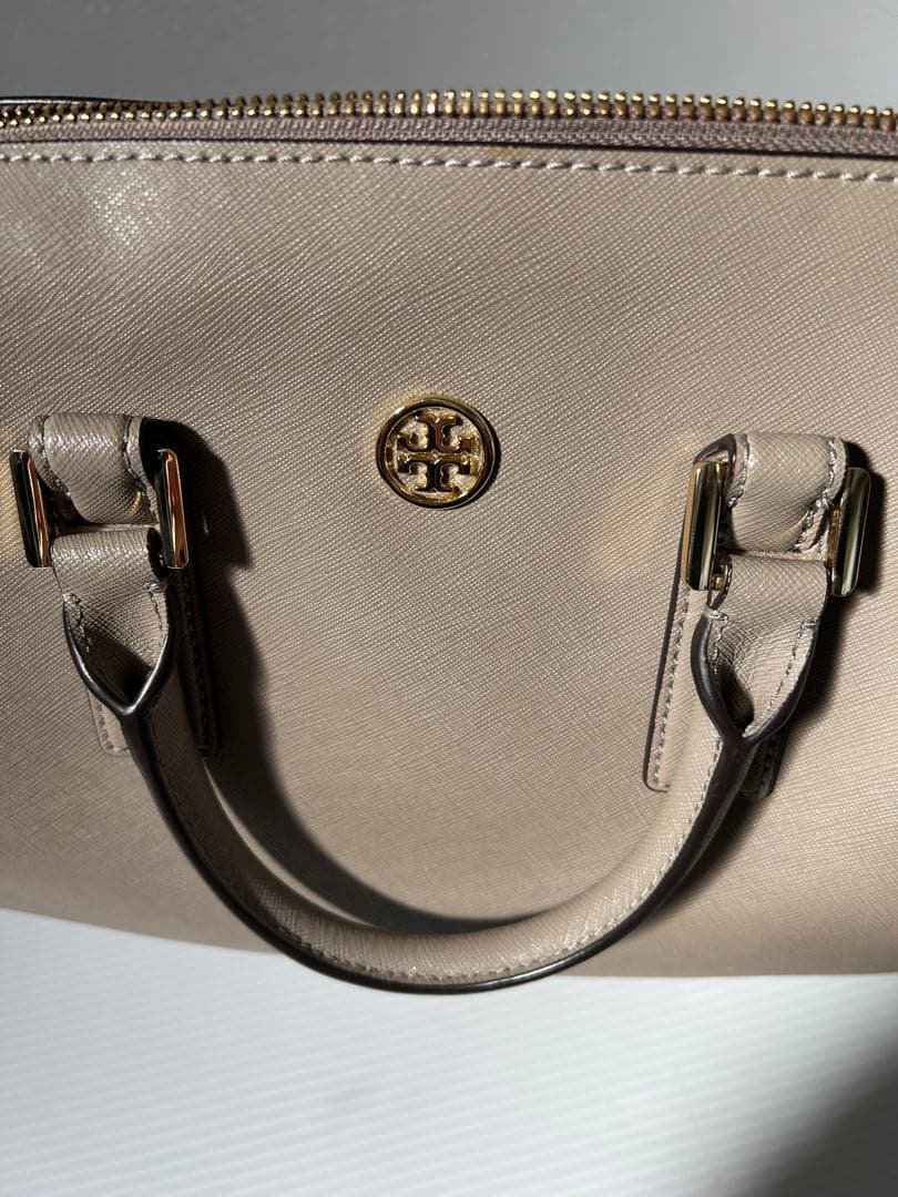 トリーバーチ ベージュ ハンドバッグ ショルダーベルト付