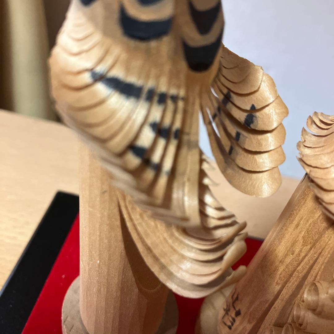 郷土玩具 笹野一刀彫 お鷹ぽっぽ 尾長鶏ポッポ 木工芸 彫刻 2点セット