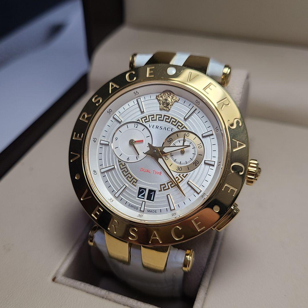 【美品】VERSACE　デュアルタイム　純正ベルト　電池交換済み　腕時計