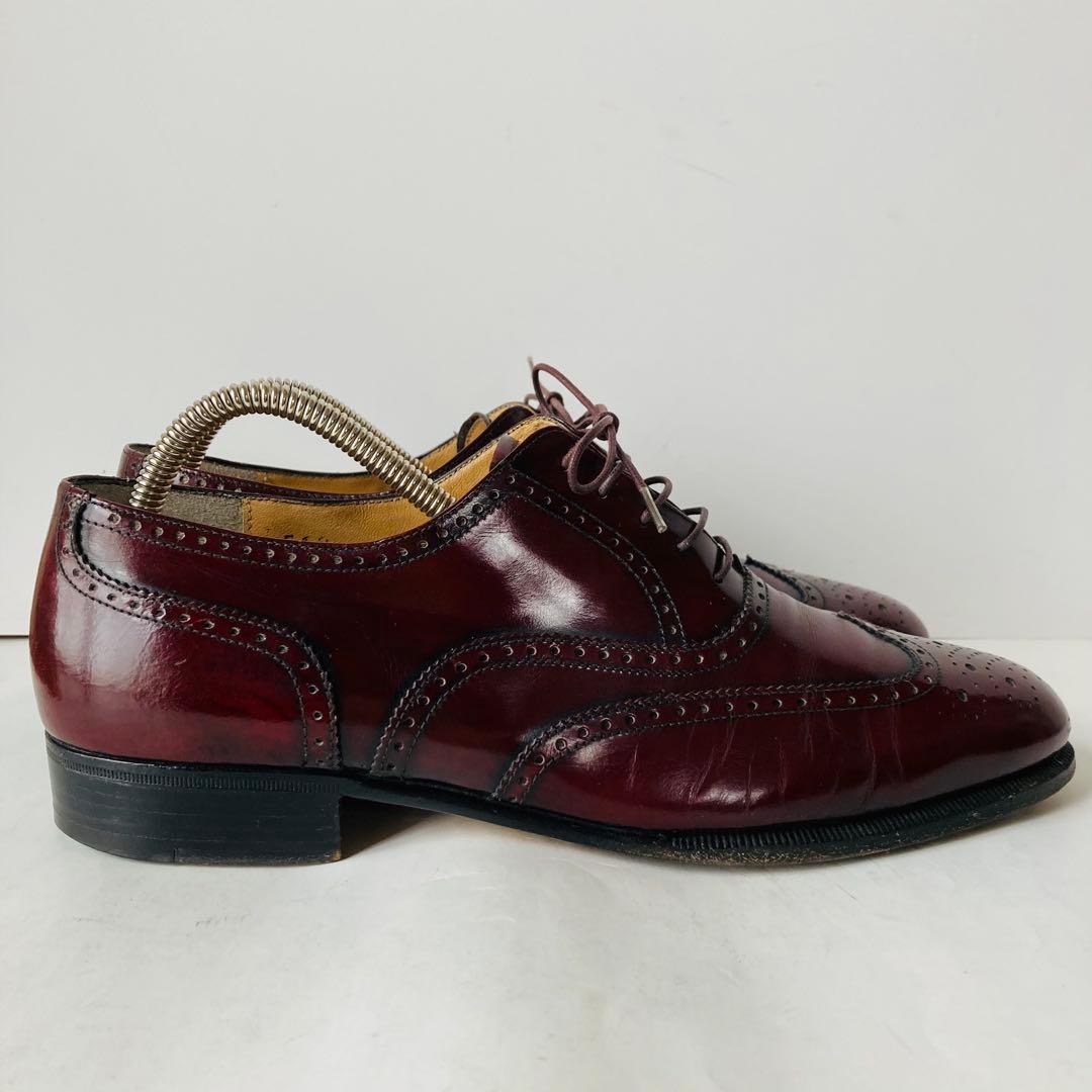 サルバトーレ フェラガモ ウイングチップ 24.5cm ボルドー 除菌・消臭済み