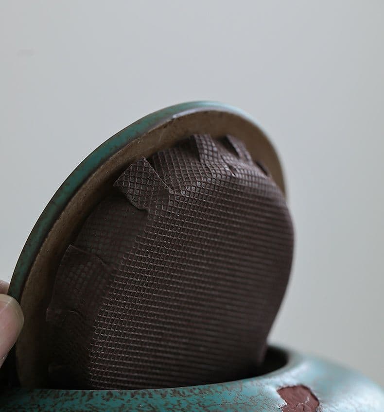 窯変手描き梅の花茶壺 陶器密封壺防潮貯蔵壺 装飾品 工芸品 置物