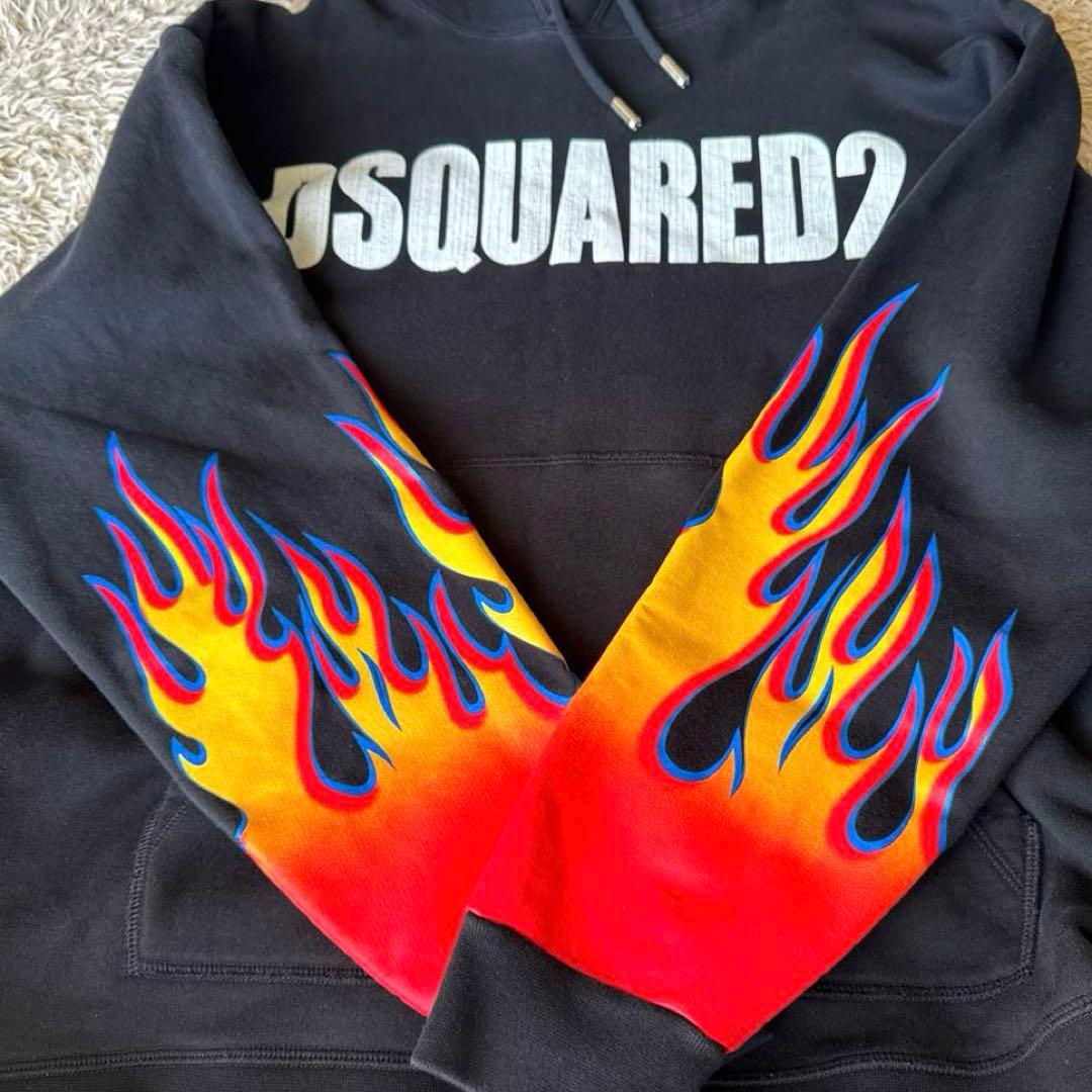 ひ*ろ様 ✨極美✨ディースクエアード2 パーカー　ブラック　フレイムス　ファイヤ