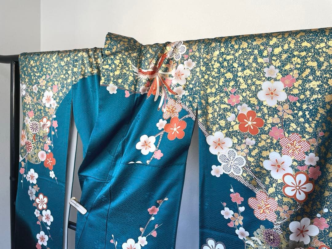 振袖 フルセット ブルー 正絹 金彩 美おり】振袖 正絹 振袖フルセット