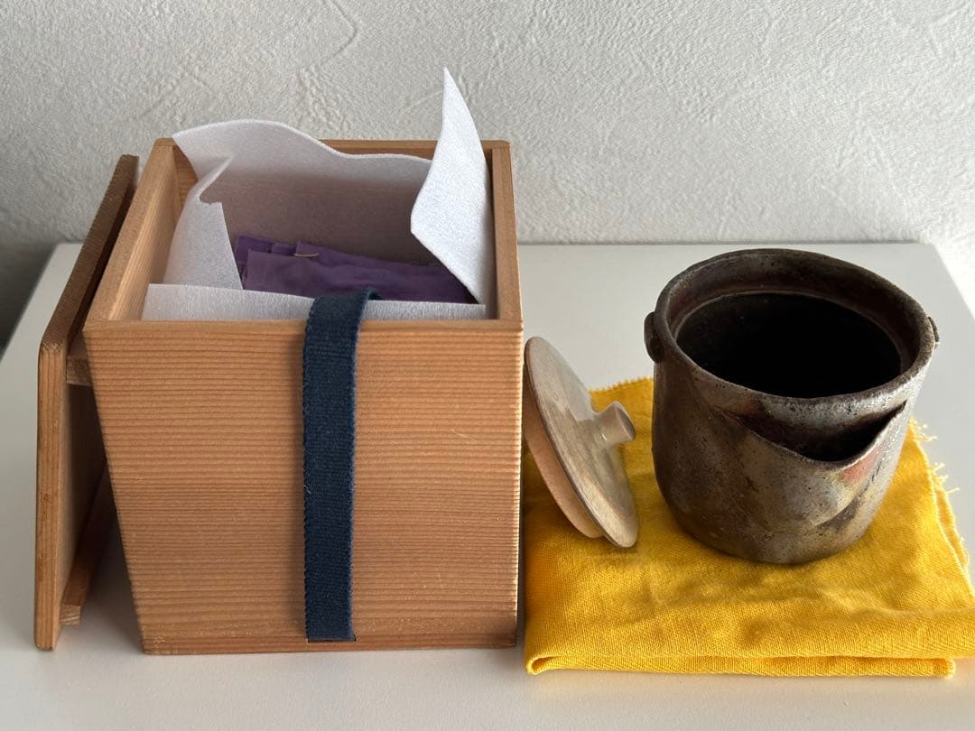 山本陶秀 備前 茶器 宝瓶 蓋なし品 合わせ箱