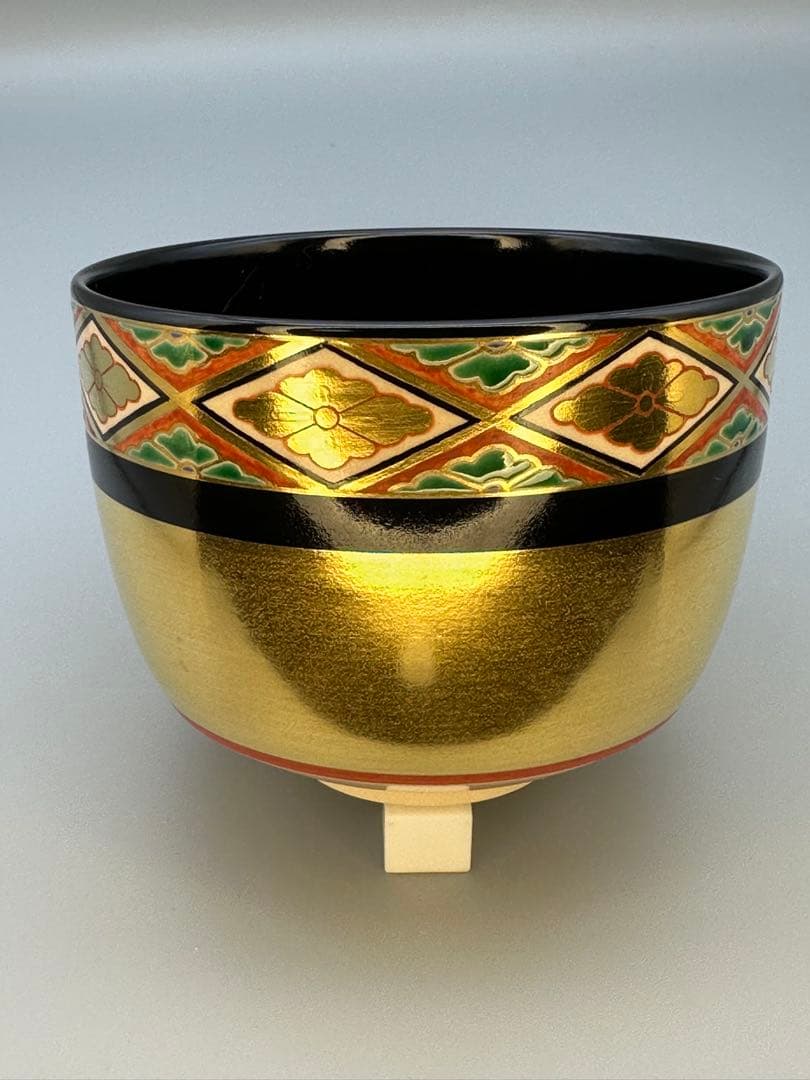 茶道具 茶碗 高橋道八 色絵花菱