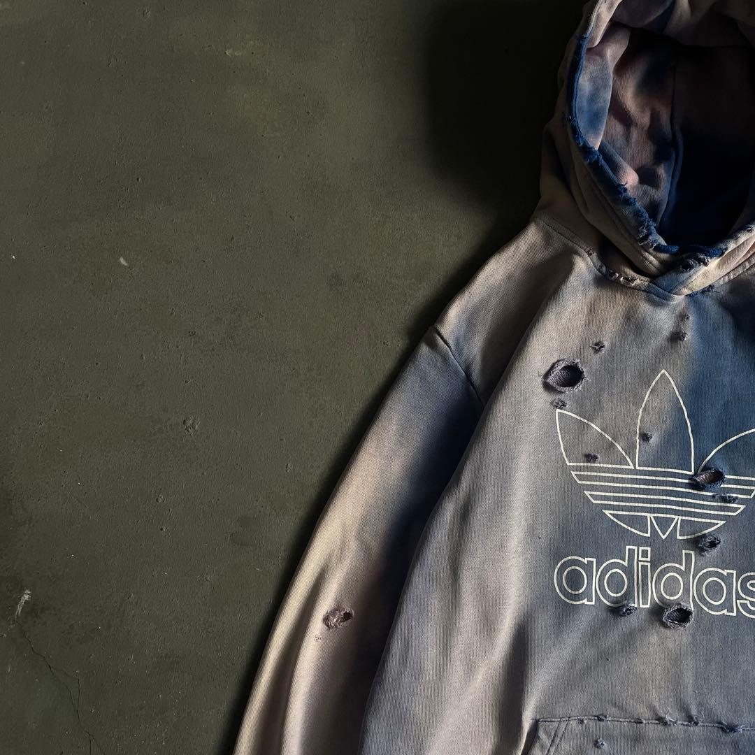 y2k“broken”超フェード“ターコイズ”2XO“boro hoodie