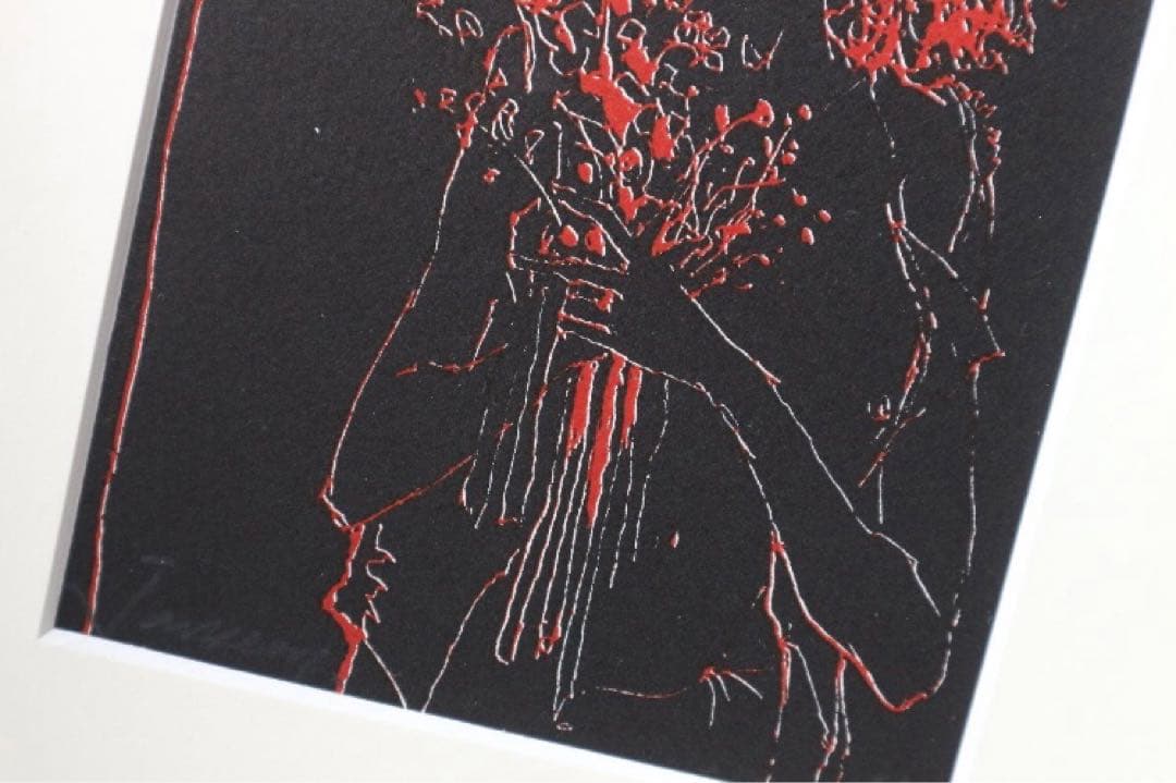 本物　ジャン・ジャンセン  グリーティングカード　リトグラフ 2002年 額装