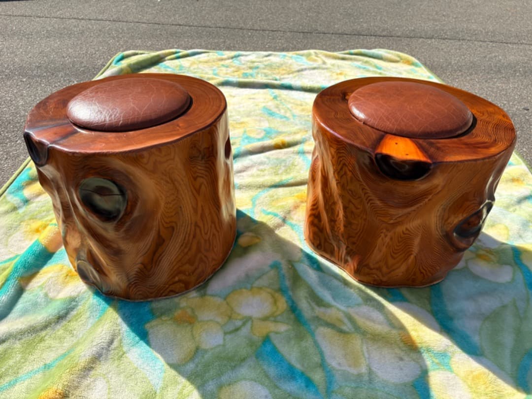 【まとめ割あり】 屋久杉　椅子　スツール　極上杢目　世界遺産　認定シール付　⑤