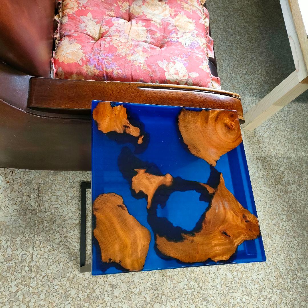 ウッドレジンサイドテーブル 欅のレジンサイドテーブル 42.5cm【木材：欅（ケヤキ）】【レジン