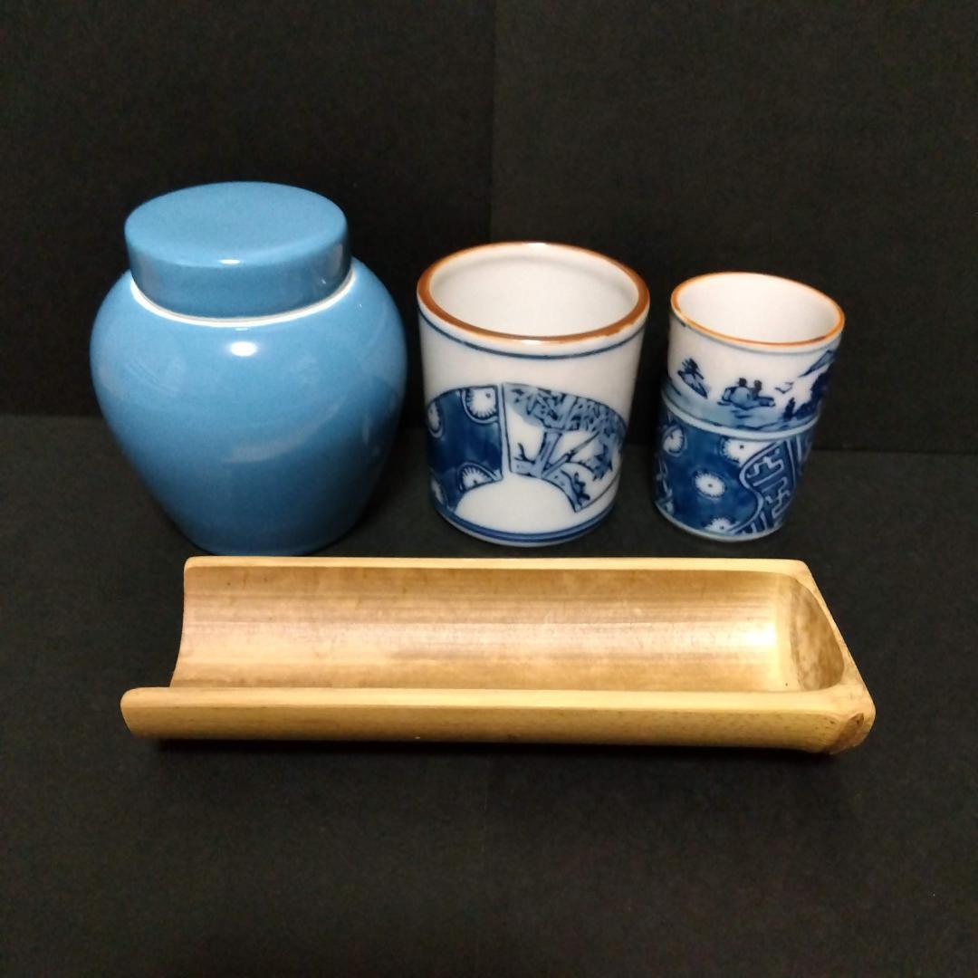 小川流煎茶「茶櫃一式」茶瓶 瓶承 茶壺 巾筒 茶則 茶碗 茶托 煎茶器