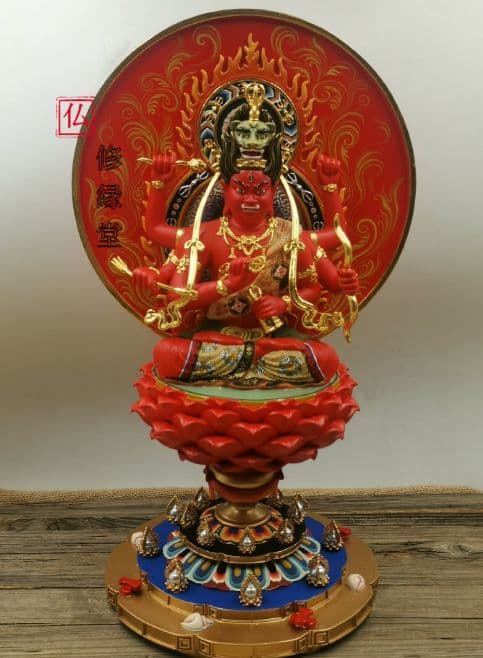 【修縁堂】真言密教 密宗 細工 爱染明王仏像 置物 仏壇 仏像