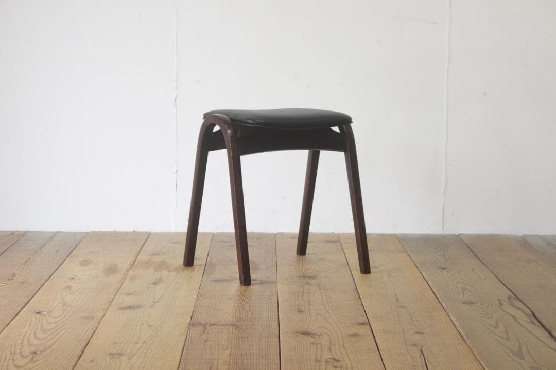 秋田木工 剣持勇 座面張り替え済み スツール No.202 レトロ 椅子 2
