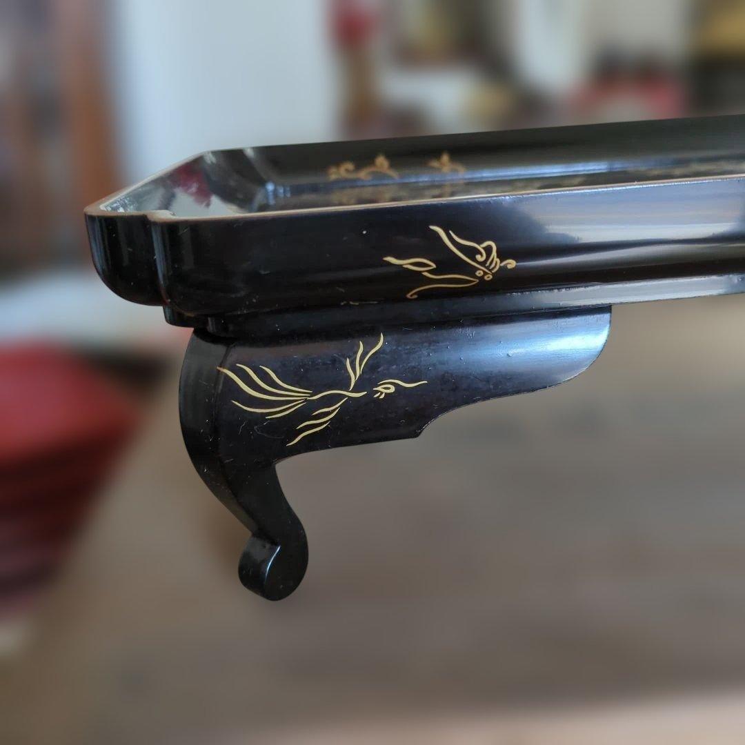 骨董 飾り台 猫脚 蒔絵 硯台 木製漆器 美品 脚付き　お膳　木箱