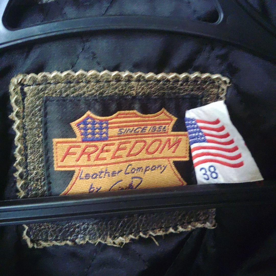 FREEDOM ヴィンテージレザーシングルライダースジャケット 38 ホワイト