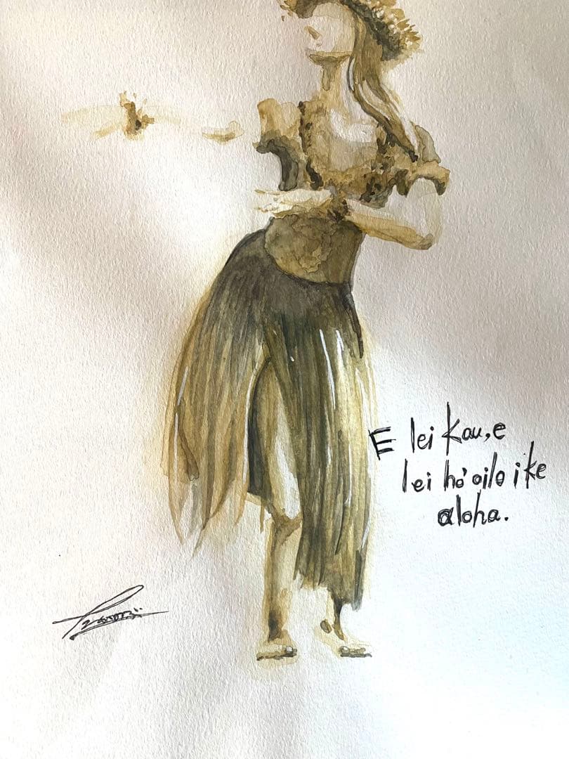 フラダンス　ハワイ　絵画　絵　水彩画　インテリア　ポスター