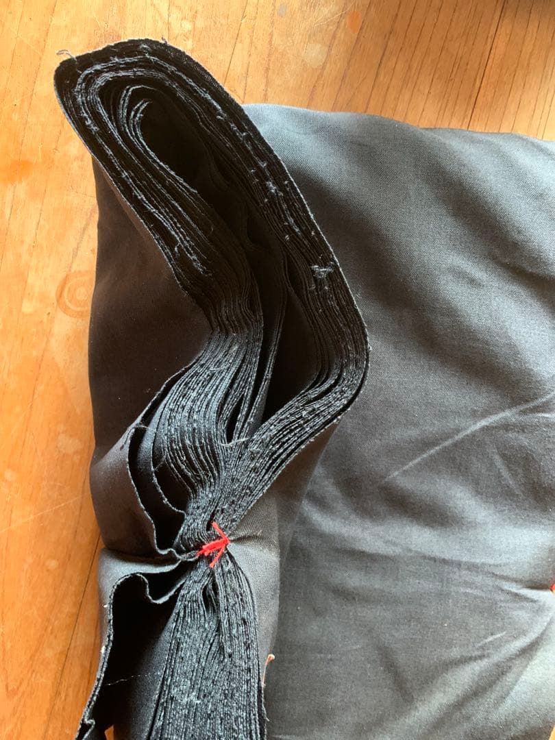 花子　古布　会津藍染木綿　無地黒色　反物カット36x800センチ