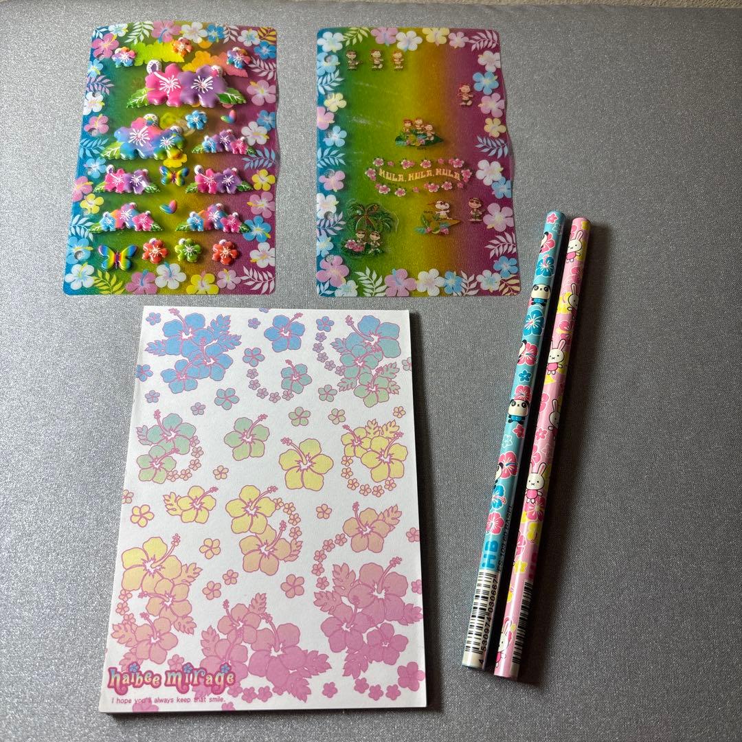 平成レトロ】ハイビスカス メモ帳 シール 鉛筆 - メルカリ