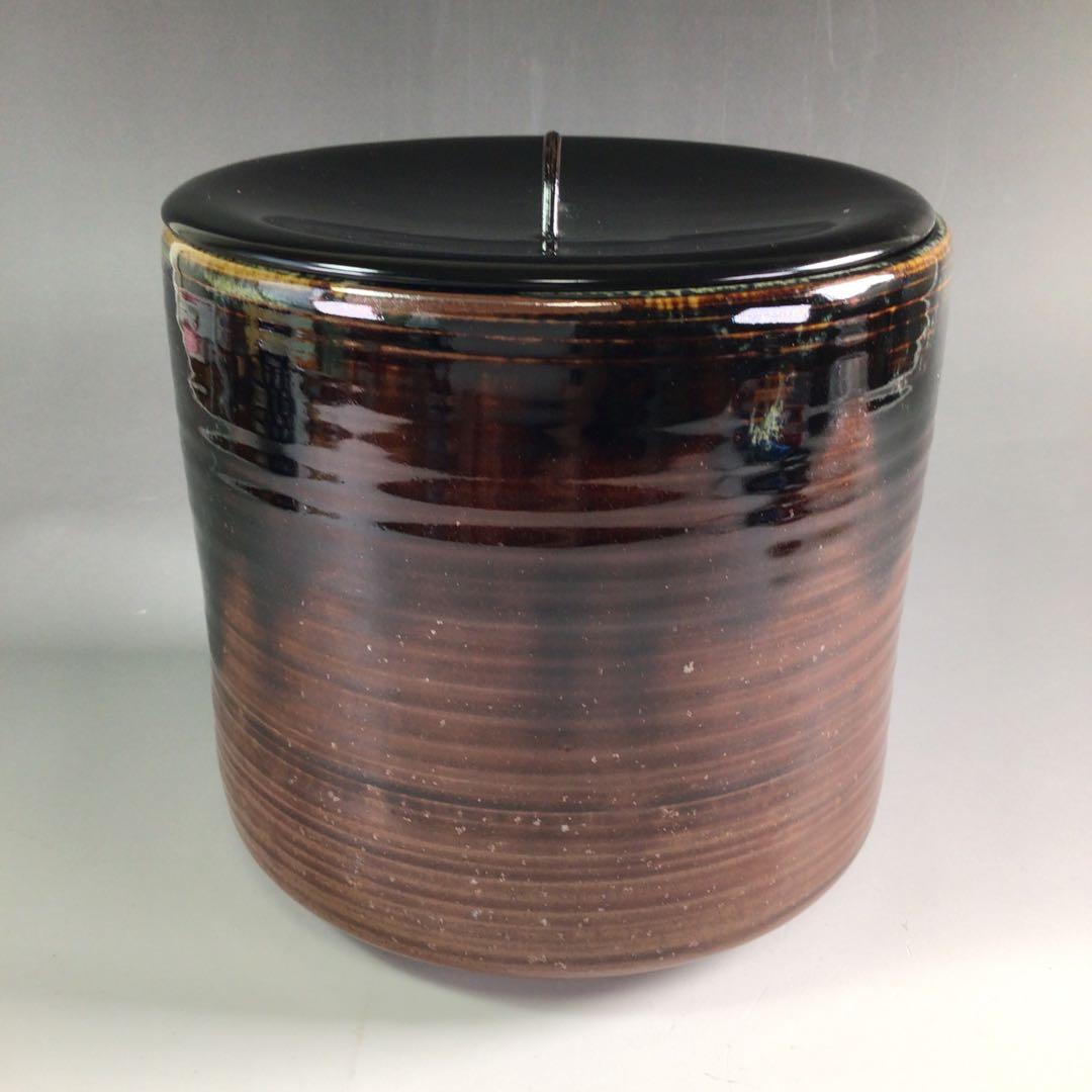 R352 水指 『宇田佐平造』『瀬戸釉』『一重口水指』 共箱 茶道具