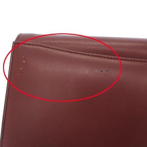 【正規品】カルティエ ヴィンテージ バッグ レザー×チェーン ボルドー 肩掛け可
