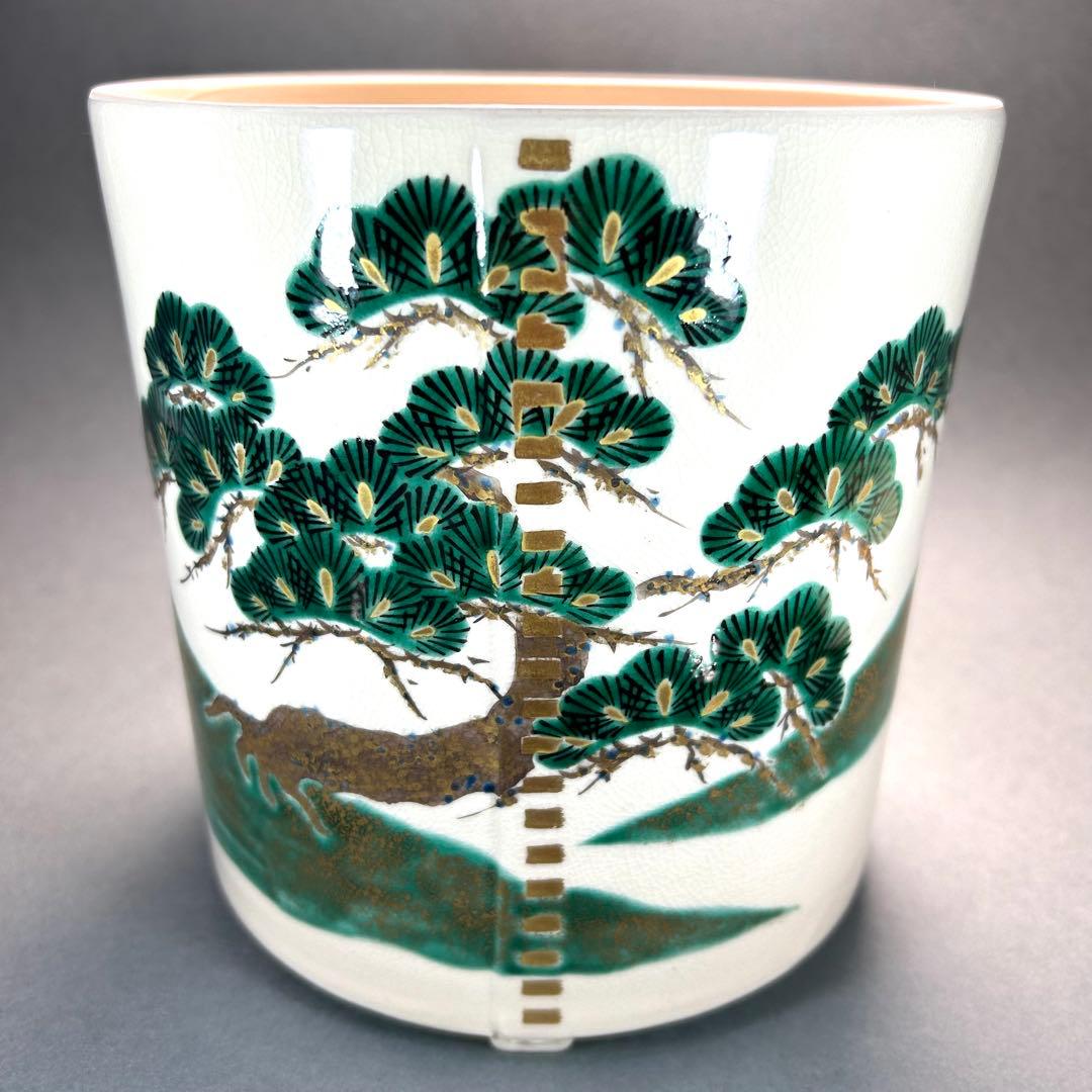 水指 『手塚大示 仁清写 松鶴絵曲形』 即中斎好写 桃山窯 茶道具 共箱