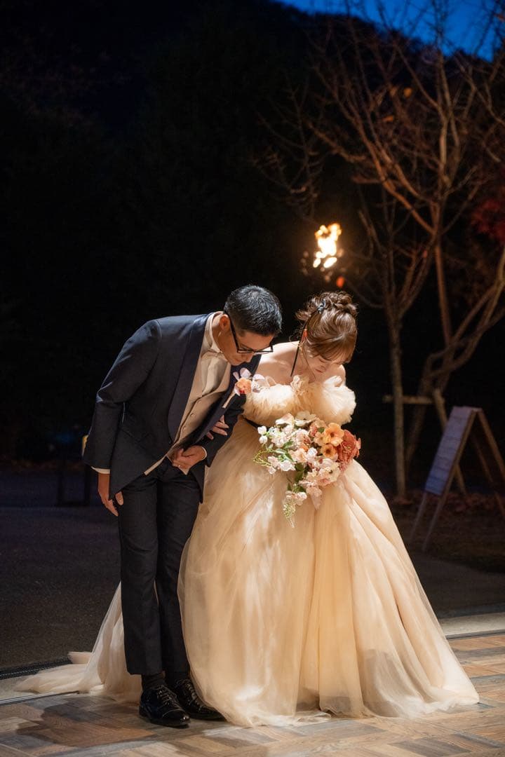 ハツコエンドウ ジル風 カラードレス ベージュ パニエ付き